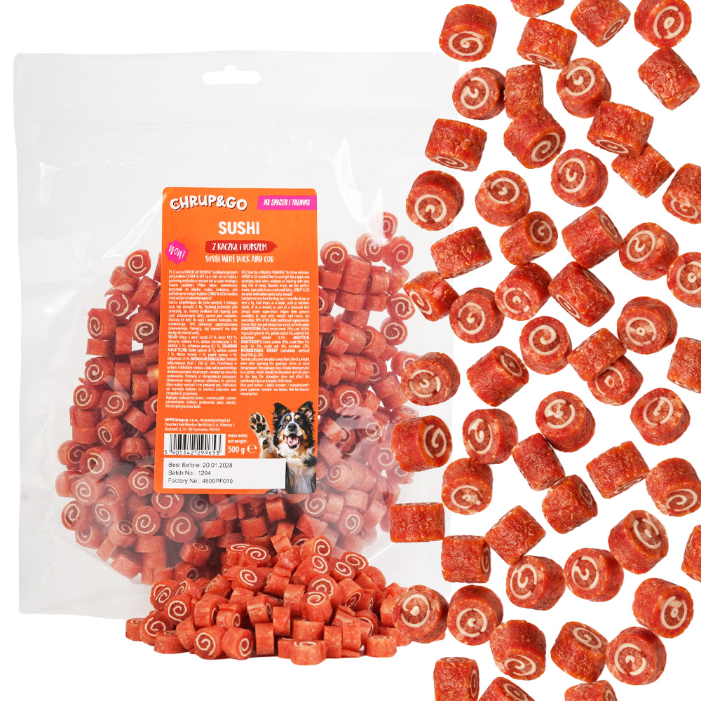 CHRUP&GO Sushi Kaczka Dorsz 500g Przysmak dla Psów Dorosłych